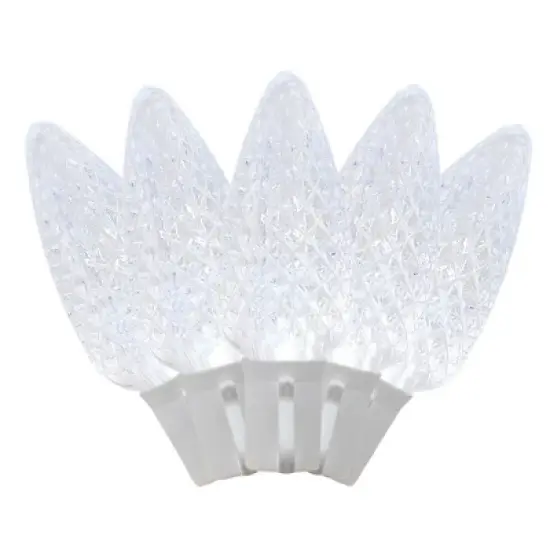 Novelty Lights 25 Feet 25 Light C9 Diamond Faceted LED String Lights, Pre-Lamped Holiday Lights on White Wire, UL Listed, Connectable image {2}