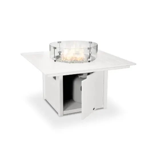 POLYWOOD 42" Fire Pit Table: Square White, Stainless Steel Burner, Weatherproof & UV-Resistant image {4}