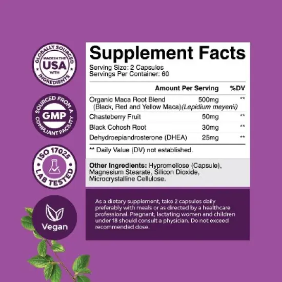 Perimenopause Support Capsules, Women's Pre Menopause Support, Women's Wellness Supplement, Nature's Craft, 120ct image {2}