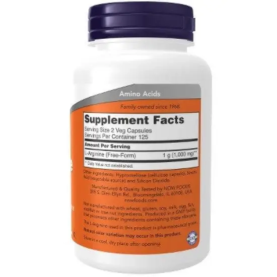 L-Arginine 500mg by Now Foods  -  250 Capsule image {1}