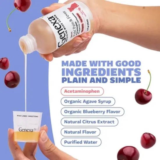 Genexa Kids' Pain & Fever Syrup - Acetaminophen - Cherry - 4 fl oz image {6}