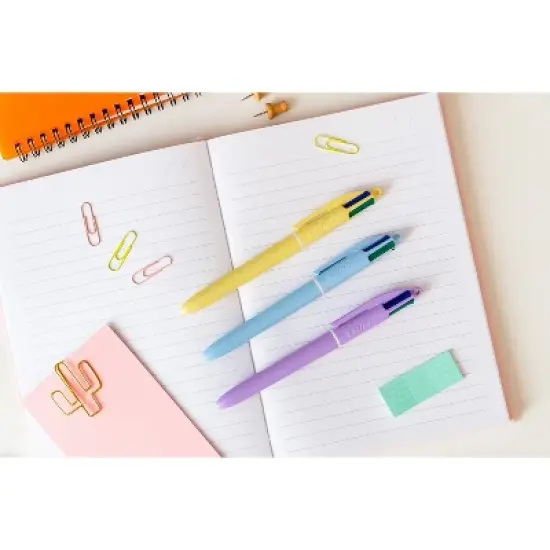 BIC 4-Color Retractable Ballpoint Pen Medium Point 1.0mm Assorted Ink 3/Pack (MMAP3-AST) image {7}