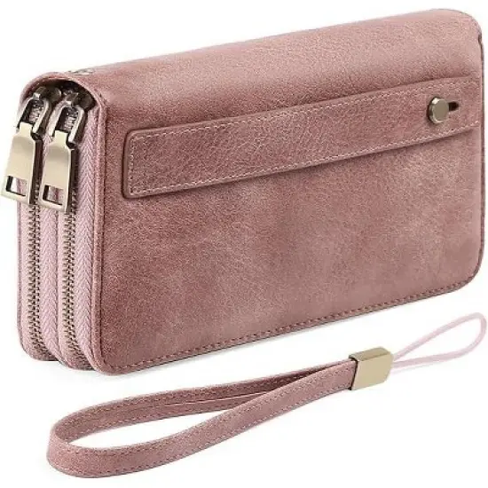 Ladies' clutch bag with anti-theft wrist strap,leather wallet,large-capacity credit card holder,handle-style carry strap image {12}