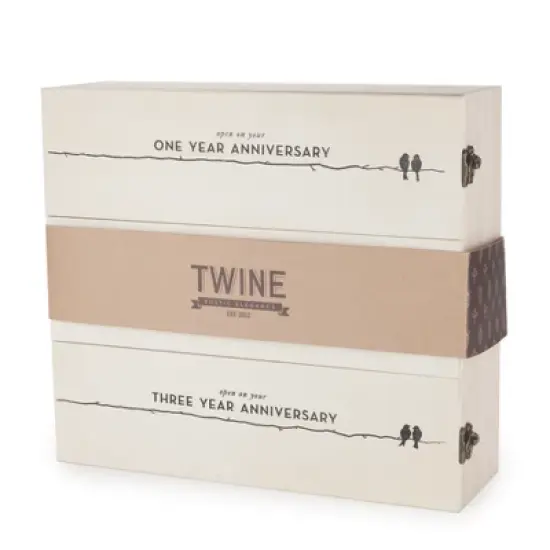 Twine Wedding and Anniversary Gift Wooden Wine Box Three Year Celebration 3 Bottle Holder with Lids and Latches, Wood image {6}