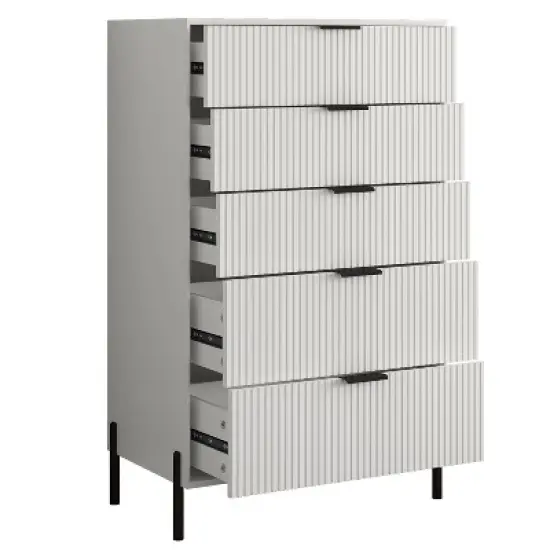 Festivo 3pc Modern Elegance 2 Drawer Nightstands and 5 Drawer Chest Set Off-White image {5}