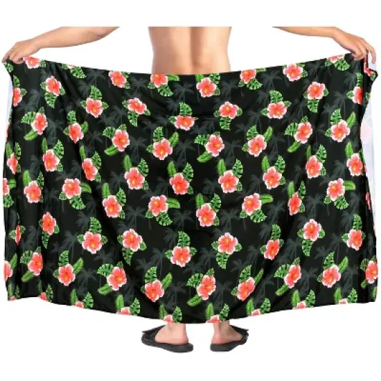 LA LEELA Men's Sarong Wrap Swim Bath Pareo One Size Metal Flower Leaf Palm Tree image {4}