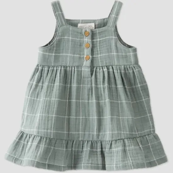 little Planet By Carter's Baby Spring Plaid Gauze Dress - Green image {5}