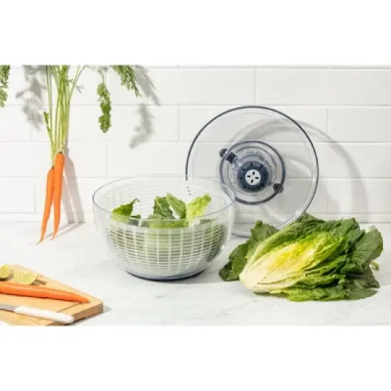 Luminuxe Salad Spinner Lettuce Spinner Vegetable Cleaner and Dryer, One-Handed Use, Built-in Draining System for Fresh, Crisp Clean Salad - 5.3 Quarts image {6}