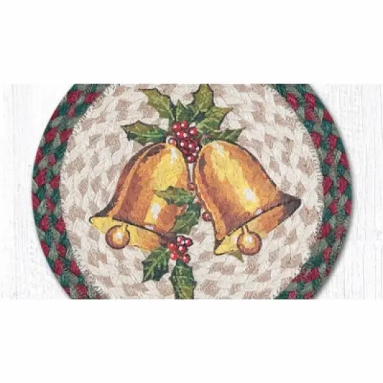 Earth Rugs Decorative Holiday Holly Bell Printed Round Trivet 10" Farmhouse Kitchen Accent image {1}