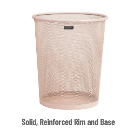 Mind Reader 16.65L Round Waste Paper Basket Metal Mesh Pink image {3}