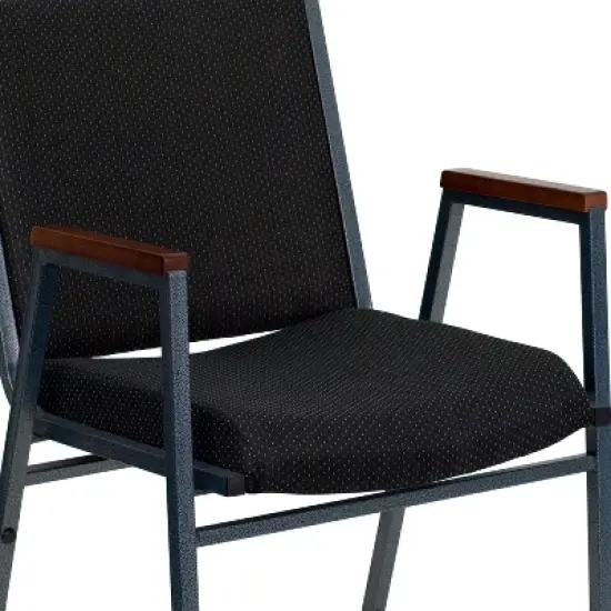 Emma and Oliver Heavy Duty Black Dot Fabric Stack Chair with Arms image {5}
