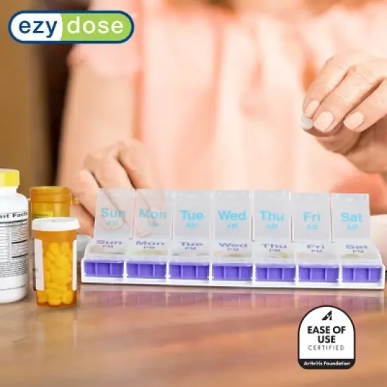 Ezy Dose Push Button Weekly 3x/Day Pill Organizer, Rainbow image {4}