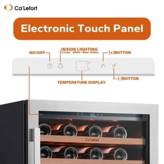 Ca'Lefort 24 inch Single Zone Wine Cooler Ca'Lefort 24 Inch 54 Bottles Wine Fridge with Glass Door image {5}