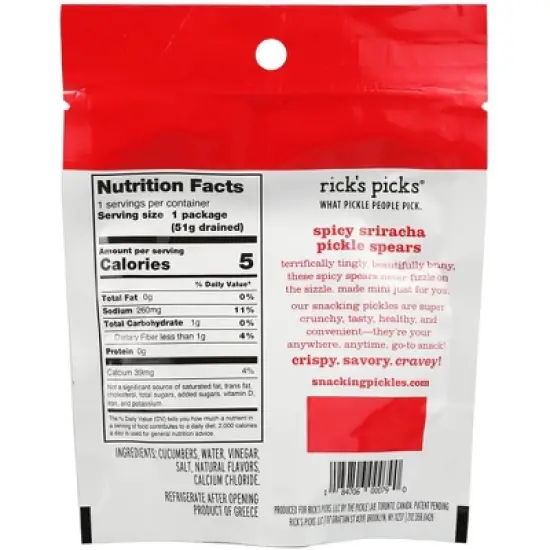 Rick's Picks Snacking Pickles Spicy Sriracha Pickle Spears - Case of 12/2.2 oz image {2}
