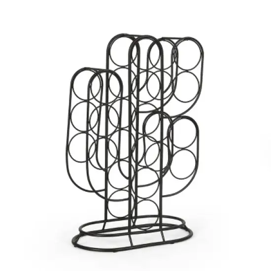 Ferrat Modern Industrial 13 Bottle Tabletop Cactus Wine Rack Black - Christopher Knight Home image {2}