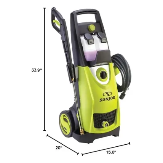 Sun Joe Electric Pressure Washer, Portable 14.5 Amp Corded Power Washer with Wheels, Fixed Brush, Turbo Nozzle and 5 Hose Nozzles, SPX3000-PK1, Green image {1}