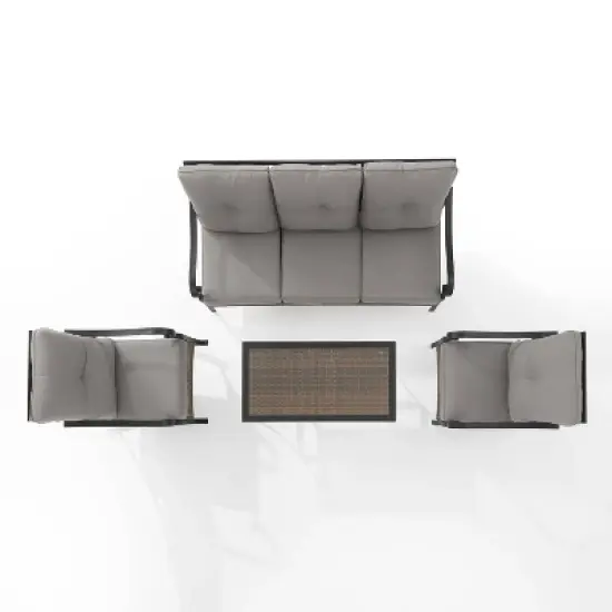 4pc Dahlia Outdoor Steel Conversation Set Taupe/Matte Black - Crosley image {8}