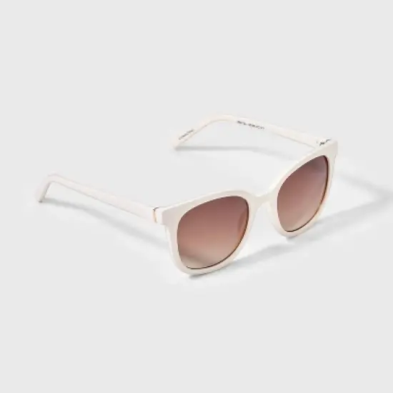 Women's Shiny Plastic Square Sunglasses with Gradient Lenses - Universal Thread&trade; Ivory: Scratch-Resistant, UV Protection image {1}