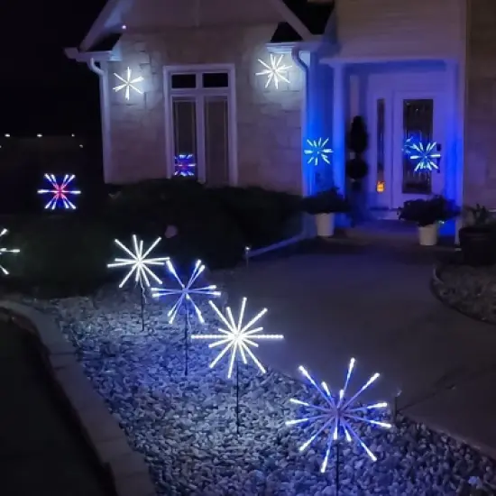 Flipo Multi-Colored Sparkler 126 LED Garden Lights Waterproof Great for Holidays Parties & More Control Brightness & Mode W/Remote Control image {2}