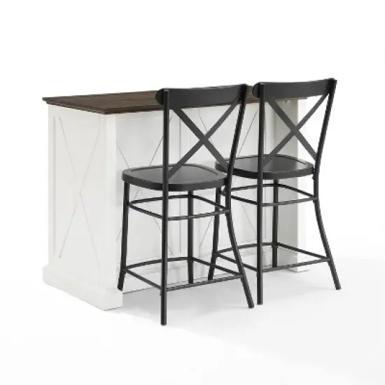 Clifton Kitchen Island with Camille Stools Distressed White/Black - Crosley image {9}