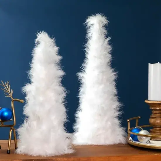Northlight Layered Wispy Feather Cone Tree Christmas Decoration - 19.5" - Winter White image {2}