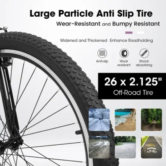 Zeus & Ruta 26" Mountain Bike with 21-Speed Gear, Front Suspension, V-Brake, Carbon Steel Frame Bicycle for Teens and Women image {5}