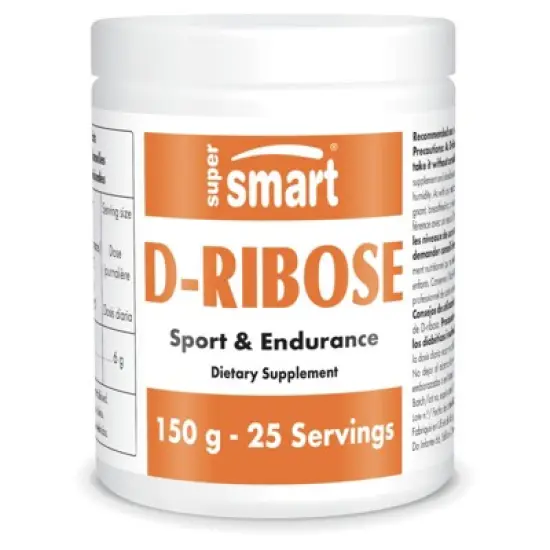 SuperSmart D-Ribose Powder (Natural Sugar) 6gm per Day - ATP Synthesis & Production - Universal Fuel for Energy | Non-GMO & Gluten Free - 150 g image {1}