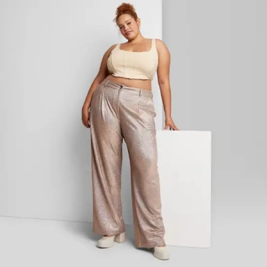 Women's Wide Leg Glitter Trouser Pants - Wild Fable&trade; Copper image {4}