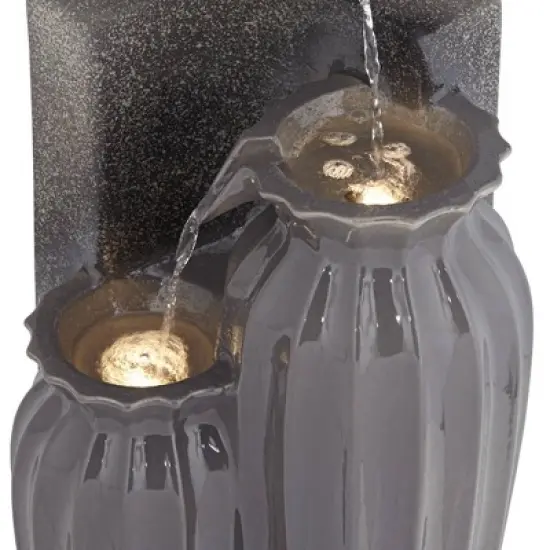 Three Bowls 26 1/2" High Large Modern Outdoor Decor Dark Gray Ceramic Floor Fountain with Light LED 3-Tier Outside Garden Patio Yard image {8}