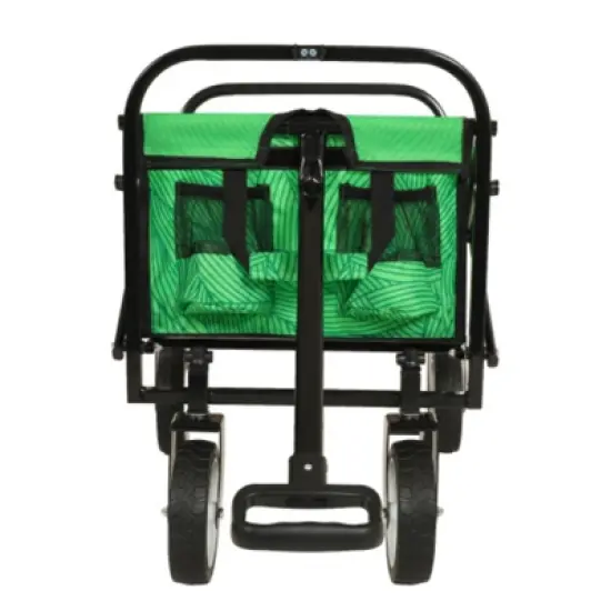 FURNIinspire Outdoor Serving Carts Minimeetall Collapsible Foldable Wagon Cart Utility Wagon Grocery Cart 225lbs, Green, 35.04"*22.44"*38.58" image {1}