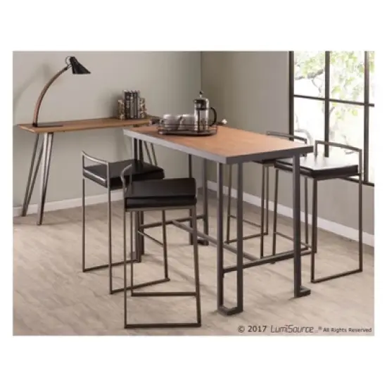 Set of 2 26" Fuji Contemporary Stackable Counter Height Barstools Antique with Cushion image {1}