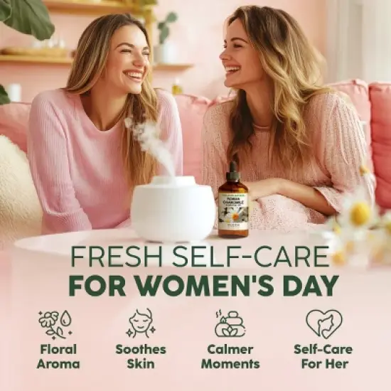 KUKKA Roman Chamomile Essential Oil (4 Fl Oz / 118 ml) for Tranquil Retreats and Peaceful Relaxation - Roman Chamomile Essential Oil image {1}