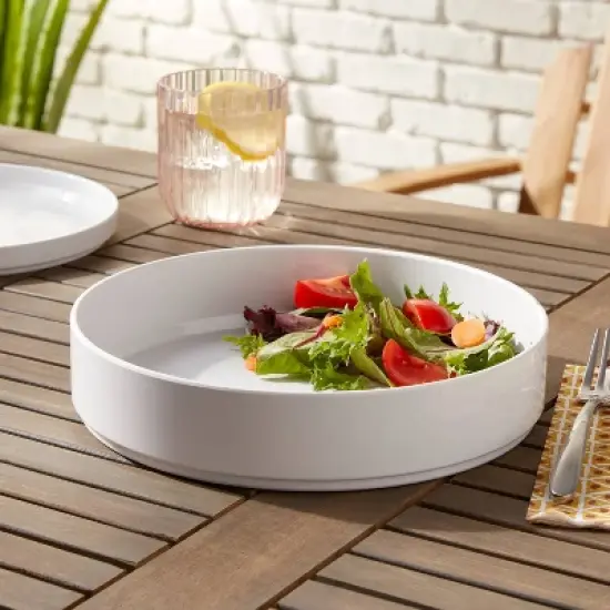 42oz Plastic Dinner Bowl White - Threshold&trade;: Dishwasher & Microwave Safe, Round Shallow Bowl, 9.125" Diameter image {1}