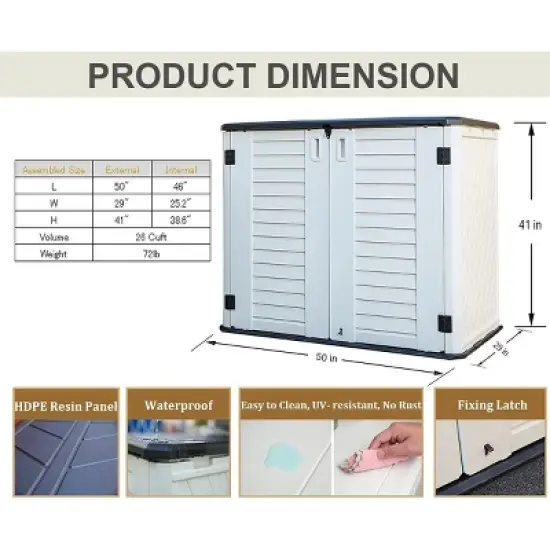 Yardgrace Weather Resistant Multi Size Outdoor Storage Shed with Adjustable Shelf Color Options image {3}