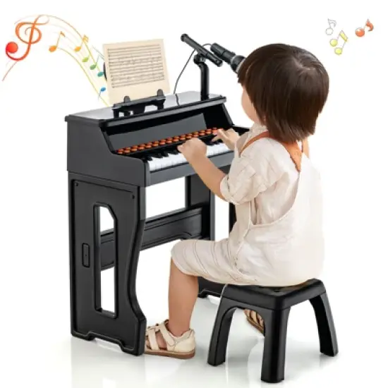 Costway 37-Key Music Piano Keyboard Kids Learning Toy Instrument with Microphone Red\Black image {10}