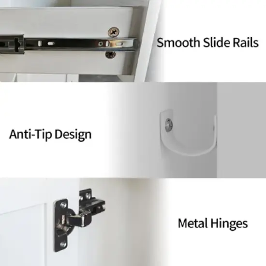 56" Large Sideboard Buffet Cabinet with Storage, Wooden Kitchen Storage Cabinet with Adjustable Shelf, Drawers & Barn Doors,  Coffee Bar Buffet Table image {6}