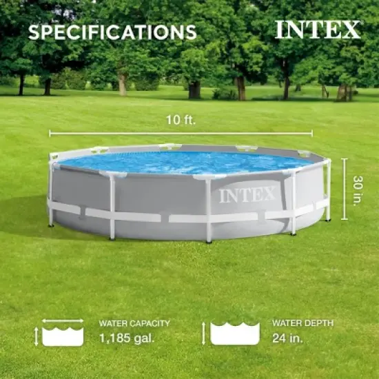 Intex 10' x 30" Above Ground Swimming Pool w/ 330 GPH Filter Pump & Pool Ladder image {1}