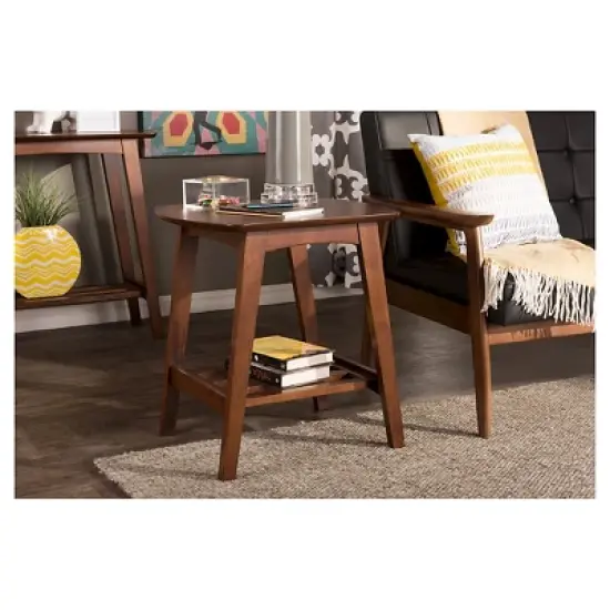 Sacramento Mid-century Modern Scandinavian Style End Table - Dark Walnut - Baxton Studio image {3}