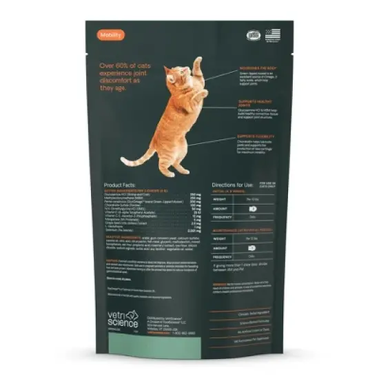 VetriScience Ultimate Strength Healthy Hip & Joint Chews for Cats, Fish Flavor, 30 Count Bag image {2}