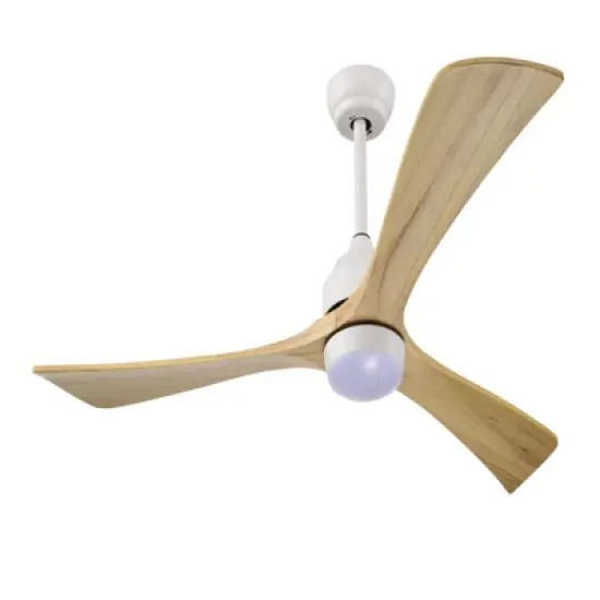 52" Modern Industrial Wooden Ceiling Fan with Light Kit & Remote Control &ndash; Reversible Blades for Year-Round Comfort, Adjustable Height, White/Wood image {6}