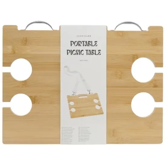 Sunnylife: Portable Picnic Table - Le Weekend Natural - Bamboo Snack Stand image {10}