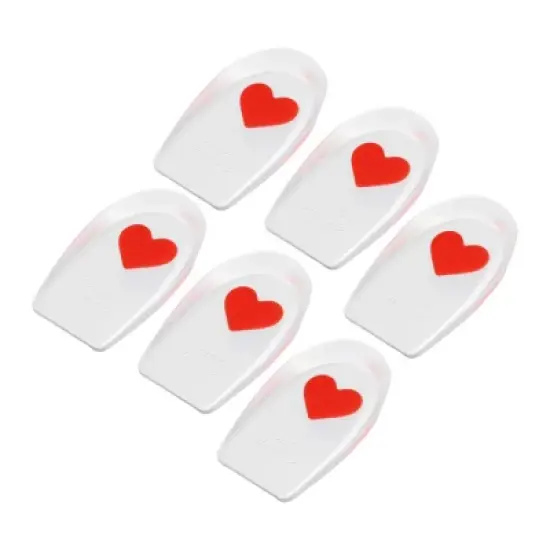 Unique Bargains Silicone Heel Support Cup Pads Orthotic Insole Plantar Care Heel Pads Love Pattern Size 40-46 6Pcs image {7}