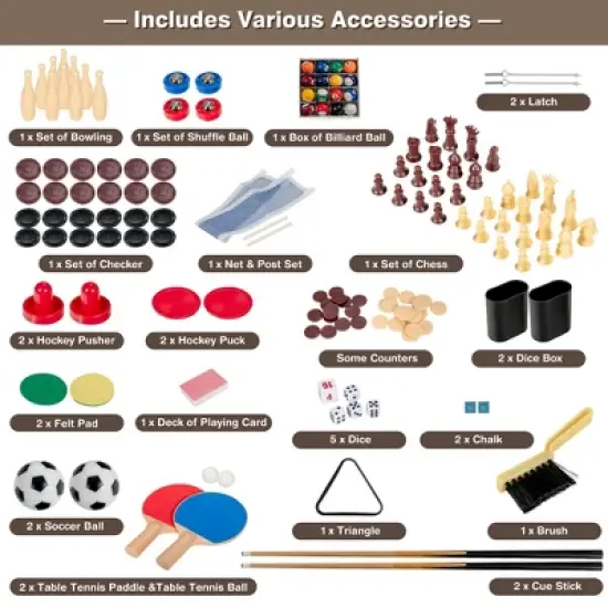 Costway 10-in-1 Combo Game Table Set, Multi Game Table for Home, Game Room image {4}