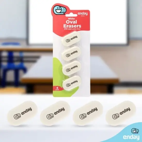 Enday Oval Eraser White, 4 Pack image {3}
