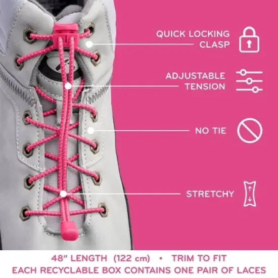 The Original Stretchlace Quick Lock No-Tie Elastic Shoelaces &ndash; Pink Adjustable Shoe Laces (1 Pair) image {3}