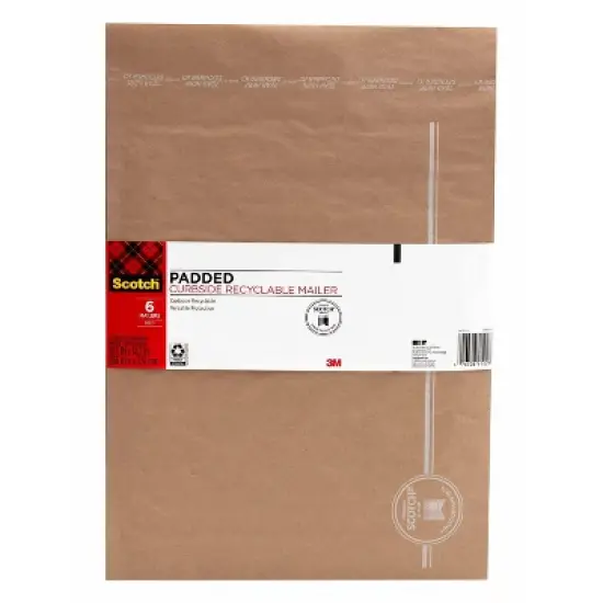 Scotch 6pk 10.5"x14.7" Curbside Recyclable Mailer Size 5 Brown: Self-Adhesive Padded Shipping Envelopes image {16}