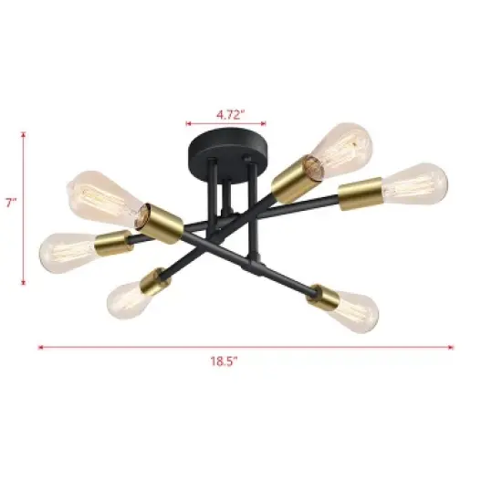 Defong 6-Lights Sputnik Semi Flush Mount Ceiling Light Fixture image {2}