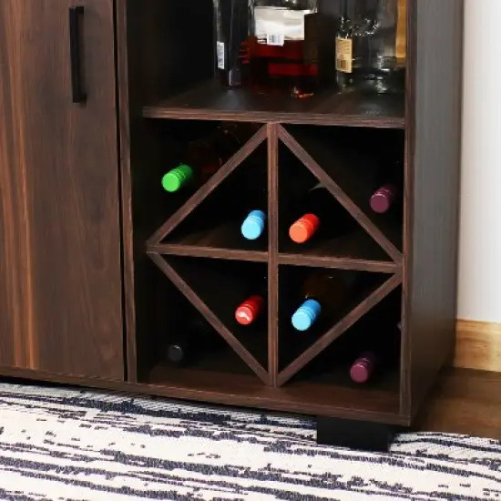 Sunnydaze Indoor Lavina Wine Cabinet with Glass and Bottle Storage Shelves - Coffee Brown image {12}