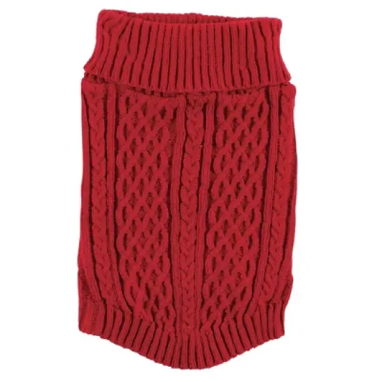Luvable Friends Dogs and Cats Cableknit Pet Sweater, Red image {2}