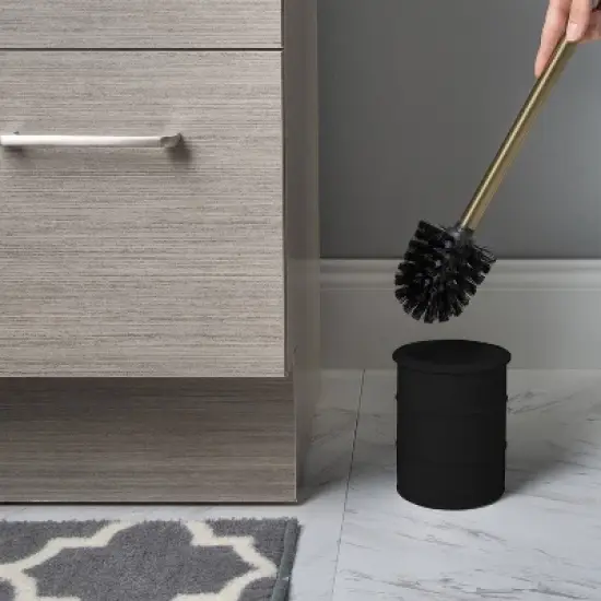 Modern Ridged Metal Brush with Handle Black - Elle D&eacute;cor image {3}